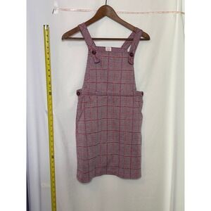 Wonder Nation Kids Girls Pink Plaid Pinafore Dress Jumper Size L Polyester Blend